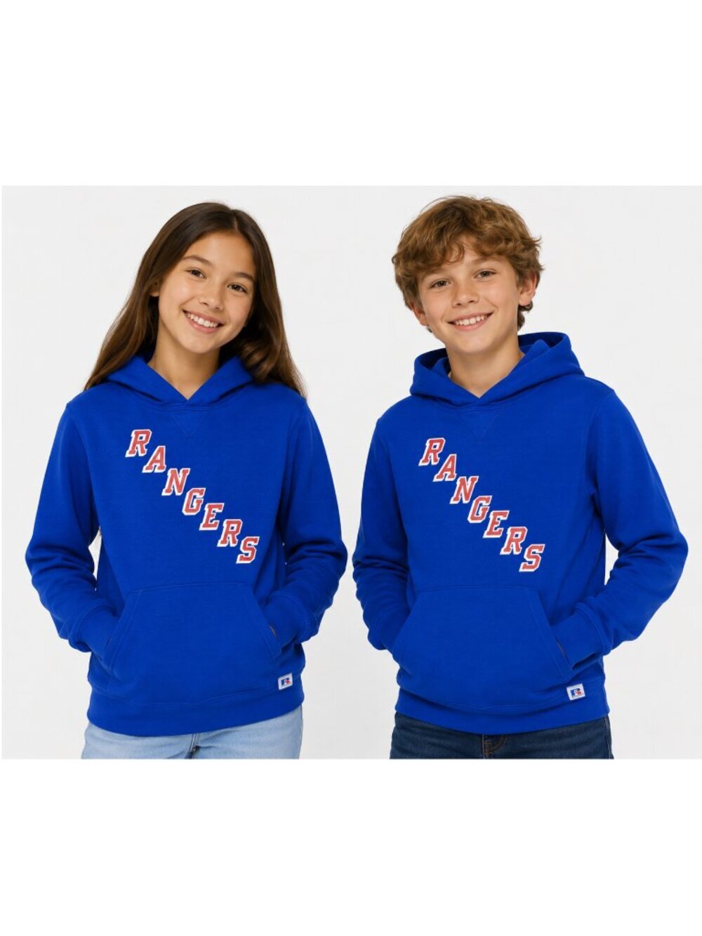 New York Rangers Hoodie Youth M Blue Russell Athletic NHL Hockey Pullover Logo